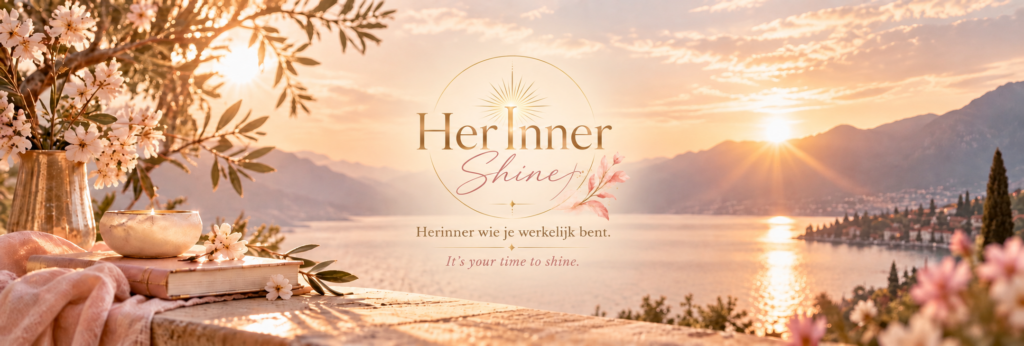 HerInner Shine - uitzicht over het Lago Maggiore met logo en slogan